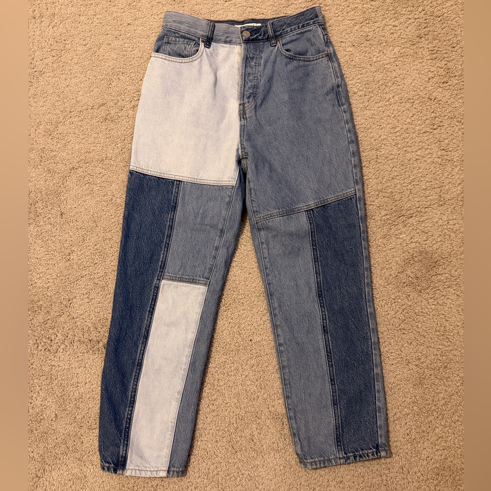 PacSun patchwork Two-Tone Straight Leg Jeans